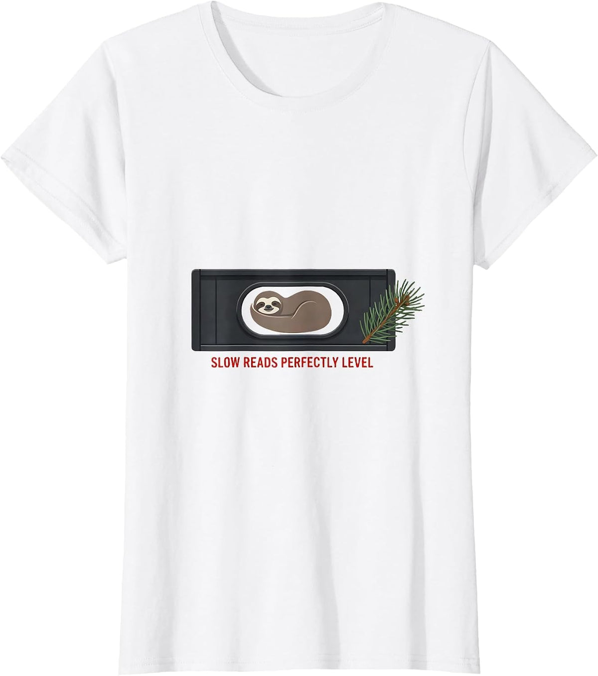 Women's Slow Reads Perfectly Level Funny Sloth Lover Christmas T-Shirt - White