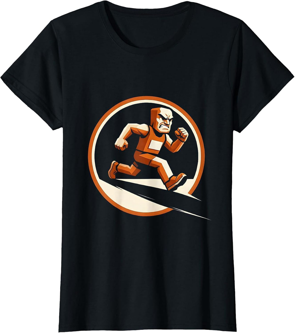 Women's Marathon Runner Shadow Silhouette Running Graphic T-Shirt - Black