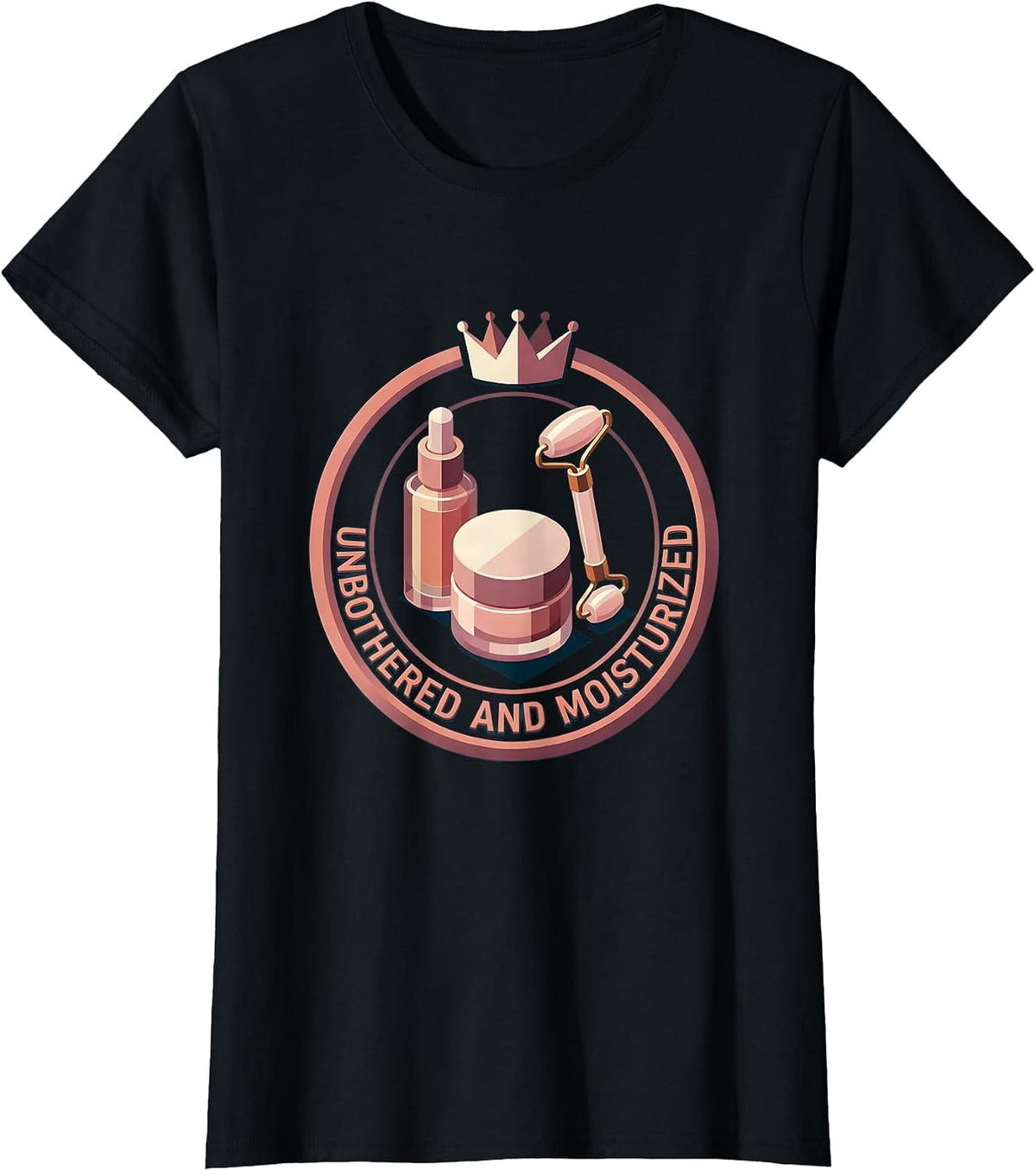 Women's Unbothered and Moisturized Novelty Design T-Shirt - Black