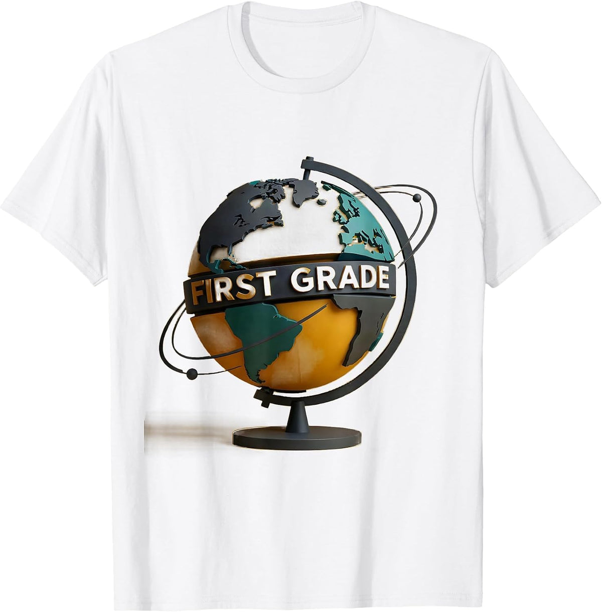 Men's First Grade Midcentury Modern Teacher Student Back To School T-Shirt - White