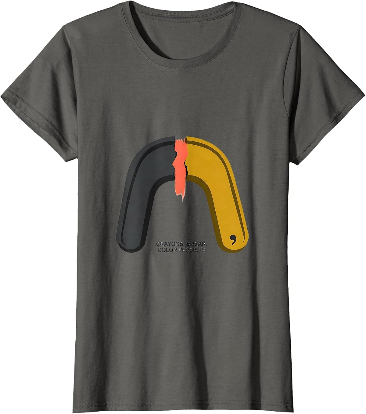 Women's Crayons Break, Color Persists Midcentury Modern Mental T-Shirt - Asphalt Grey