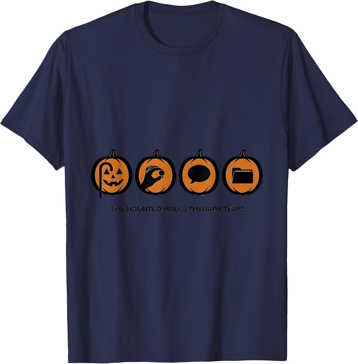 The Haunted Halls Therapy Team Minimalist Physical Therapy T-Shirt - Navy Blue