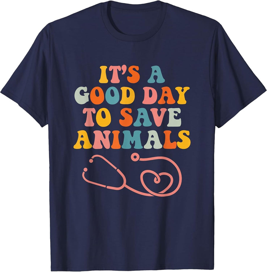 Vet Tech Save Animals Veterinarian Veterinary Assistant T-Shirt - Navy Blue