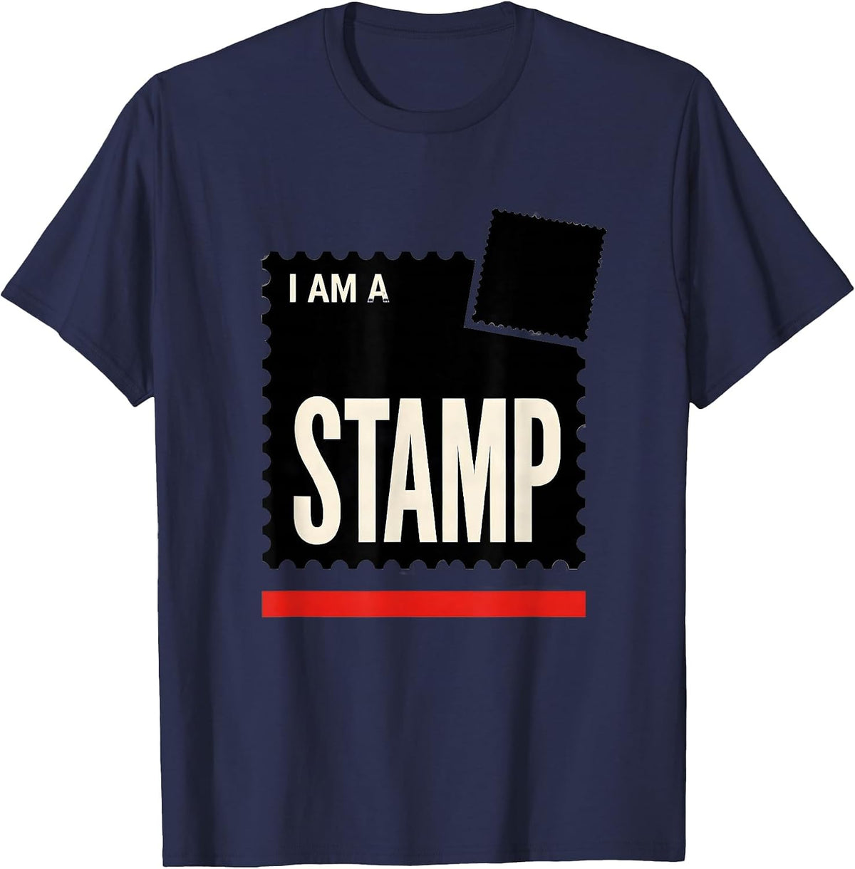 Men's I Am A Stamp Funny Halloween Group Costume Matching T-Shirt - Navy Blue