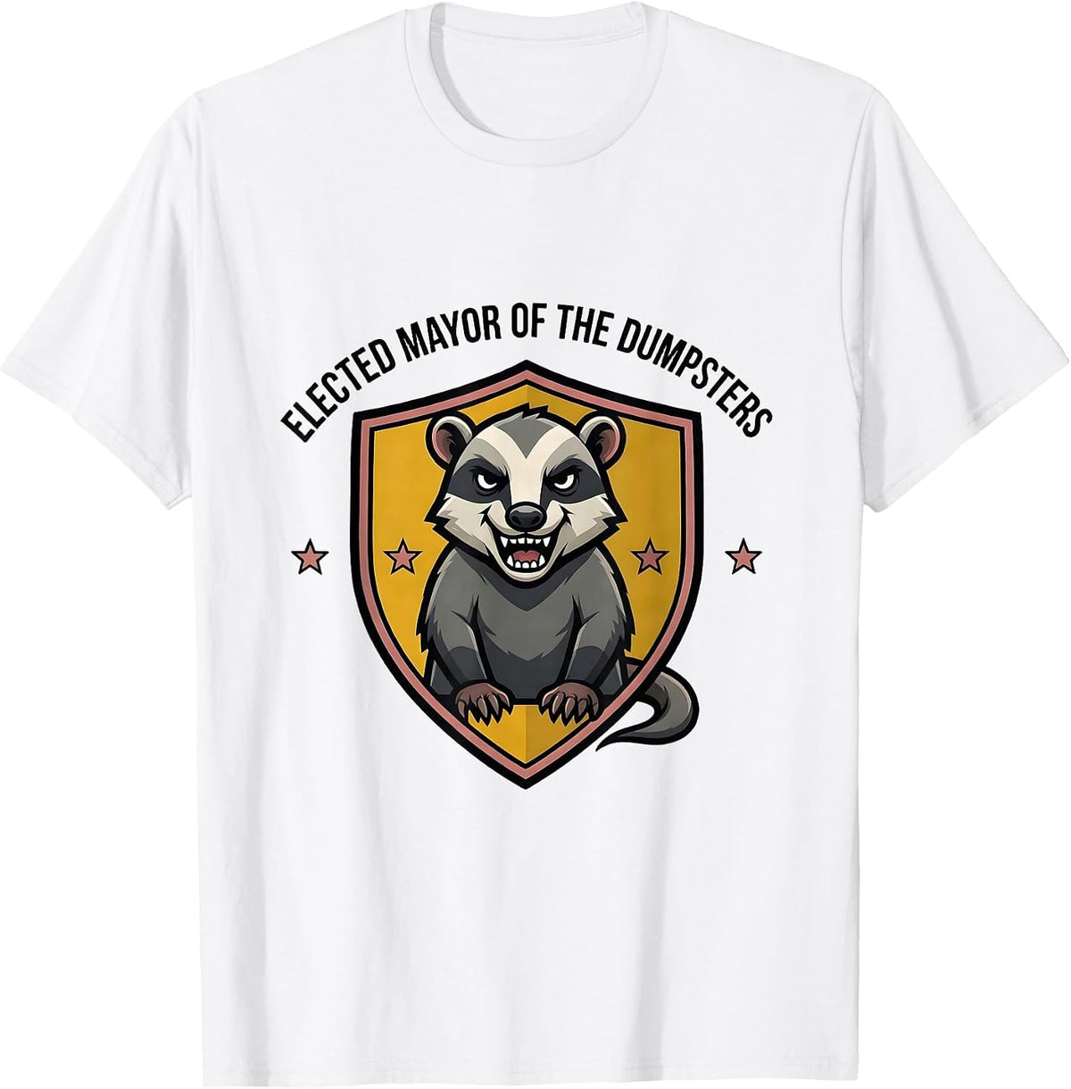 Men's Elected Mayor Of The Dumpsters Funny Opossum Mascot Logo T-Shirt - White