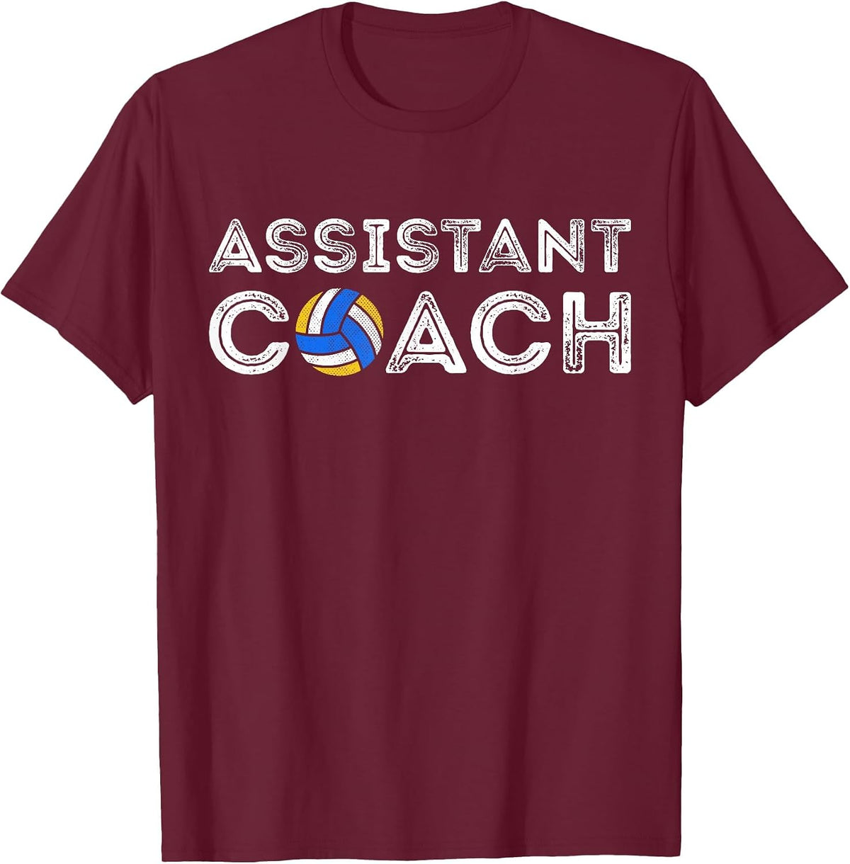 Volleyball Assistant Coach Appreciation Funny Coaching T-Shirt - Burgundy