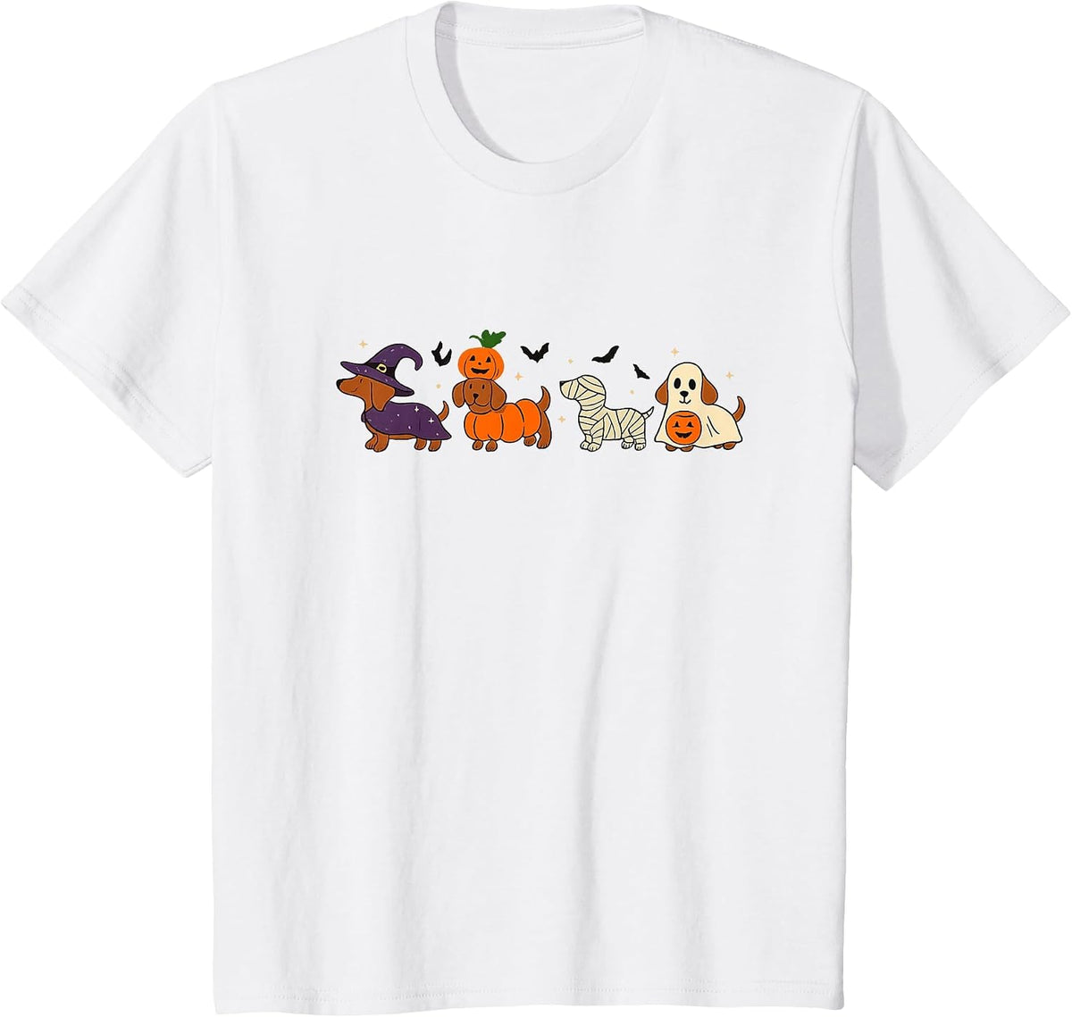 Weiner Dog Witch Happy Halloweenie Cute Halloween Dachshund T-Shirt - White