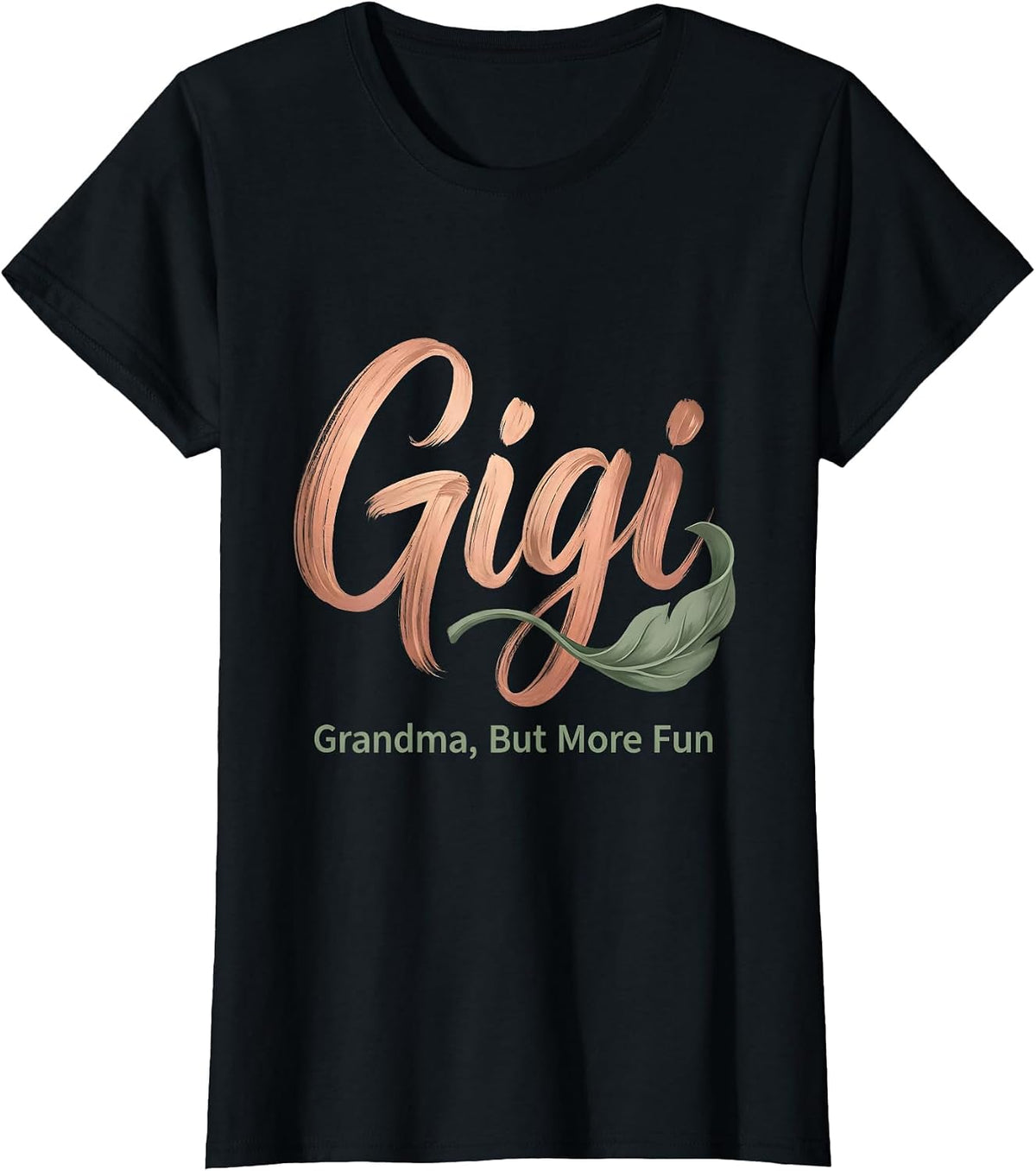 Women's Gigi Grandma But More Fun Funny Boho Typography Grandmother T-Shirt - Black