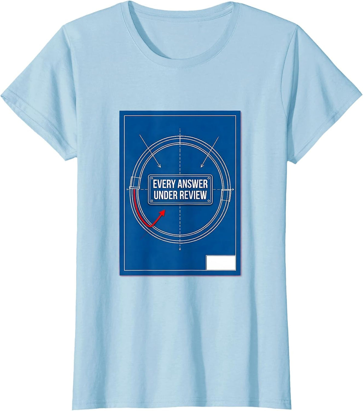 Every Answer Under Review Technical Blueprint Critical T-Shirt - Baby Blue