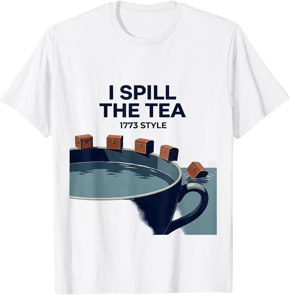 Men's I Spill The Tea, 1773 Style Funny History Teacher 4th T-Shirt - White