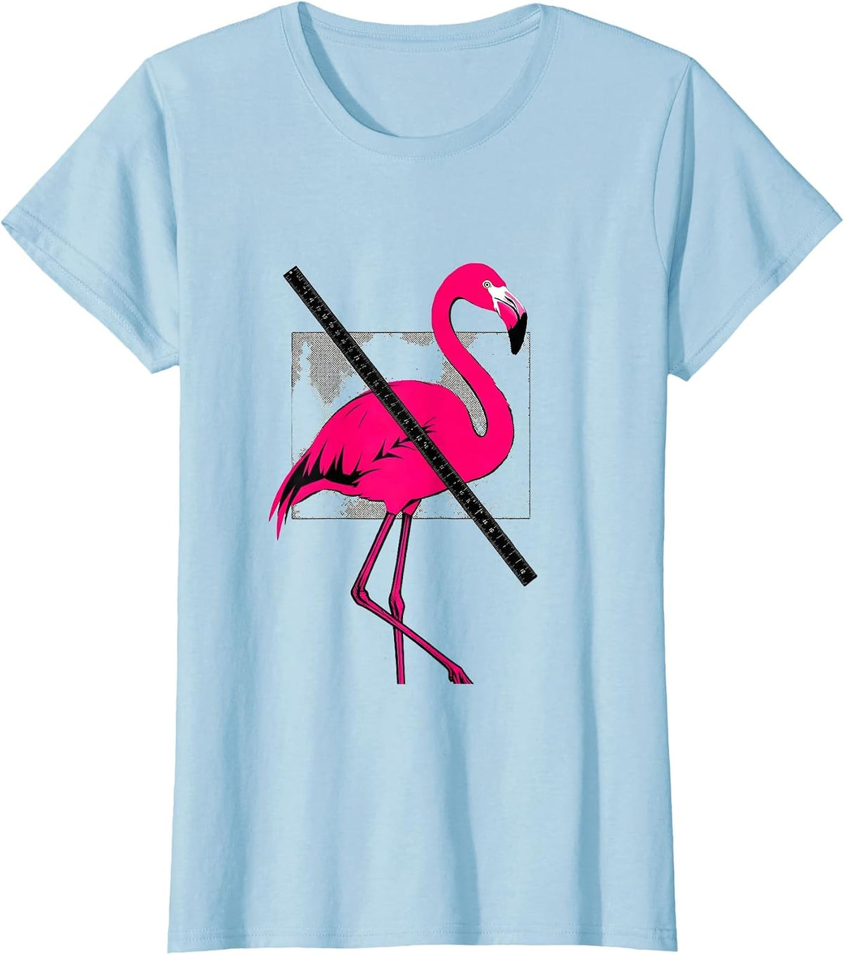 Women's Reduced Flamingo Novelty Bird Humor Gift T-Shirt - Baby Blue