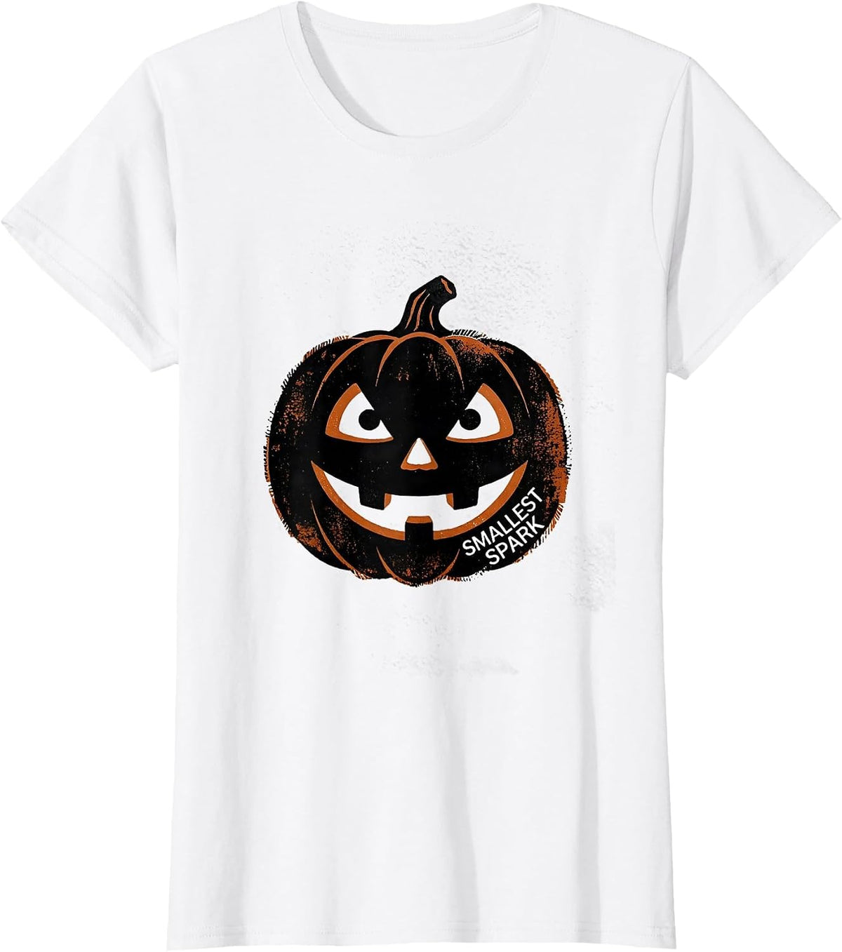 Women's Smallest Spark Rubber Stamp Vintage Jack O Lantern Halloween T-Shirt - White
