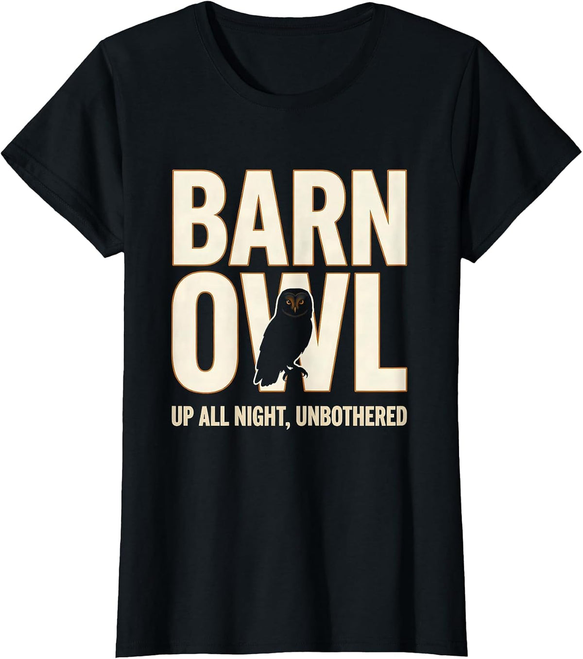 Barn Owl Up All Night Unbothered Whimsical Owl Lover Vintage T-Shirt - Black