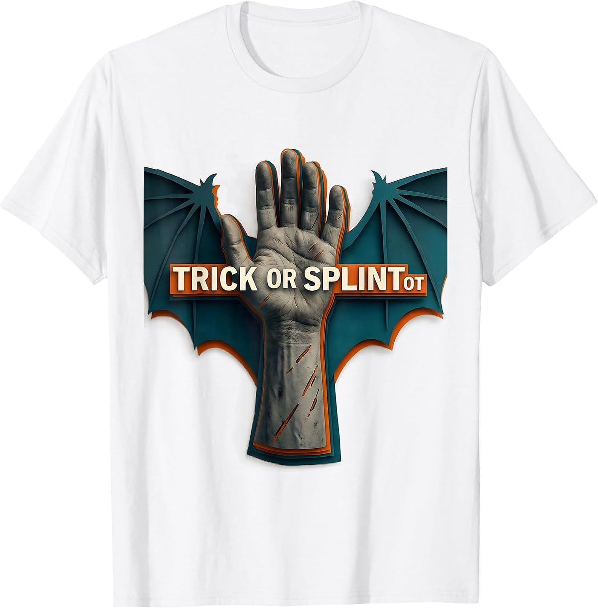 Men's Trick Or Splint OT Paper Cutout Halloween Rehab Therapy OT T-Shirt - White