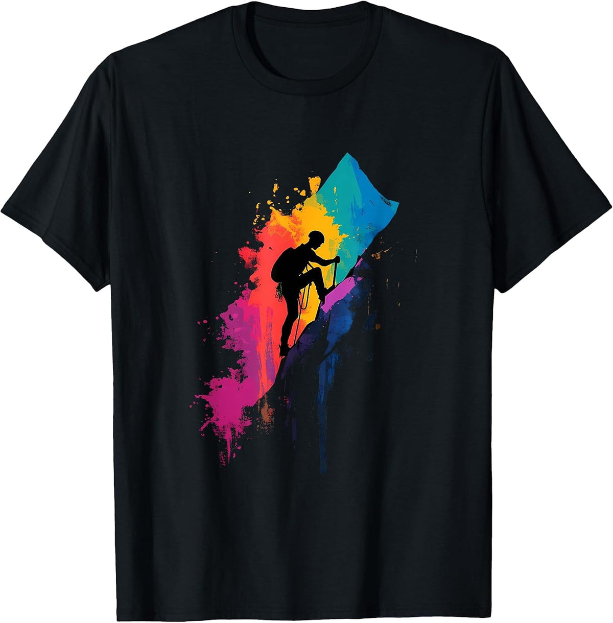 Colorful Mountaineering Climber Climbing Hiking Mountain T-Shirt - Black