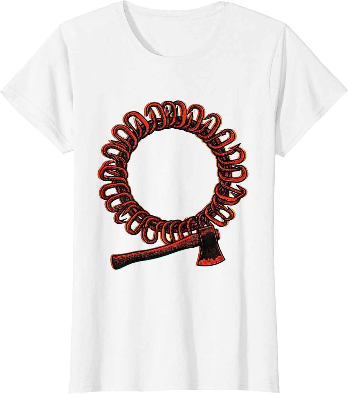 Firefighter Wreath Risograph Fireman Gift T-Shirt - White