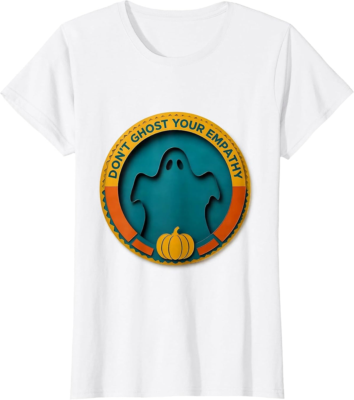 Women's Don't Ghost Your Empathy Paper Cutout Halloween Mental T-Shirt - White