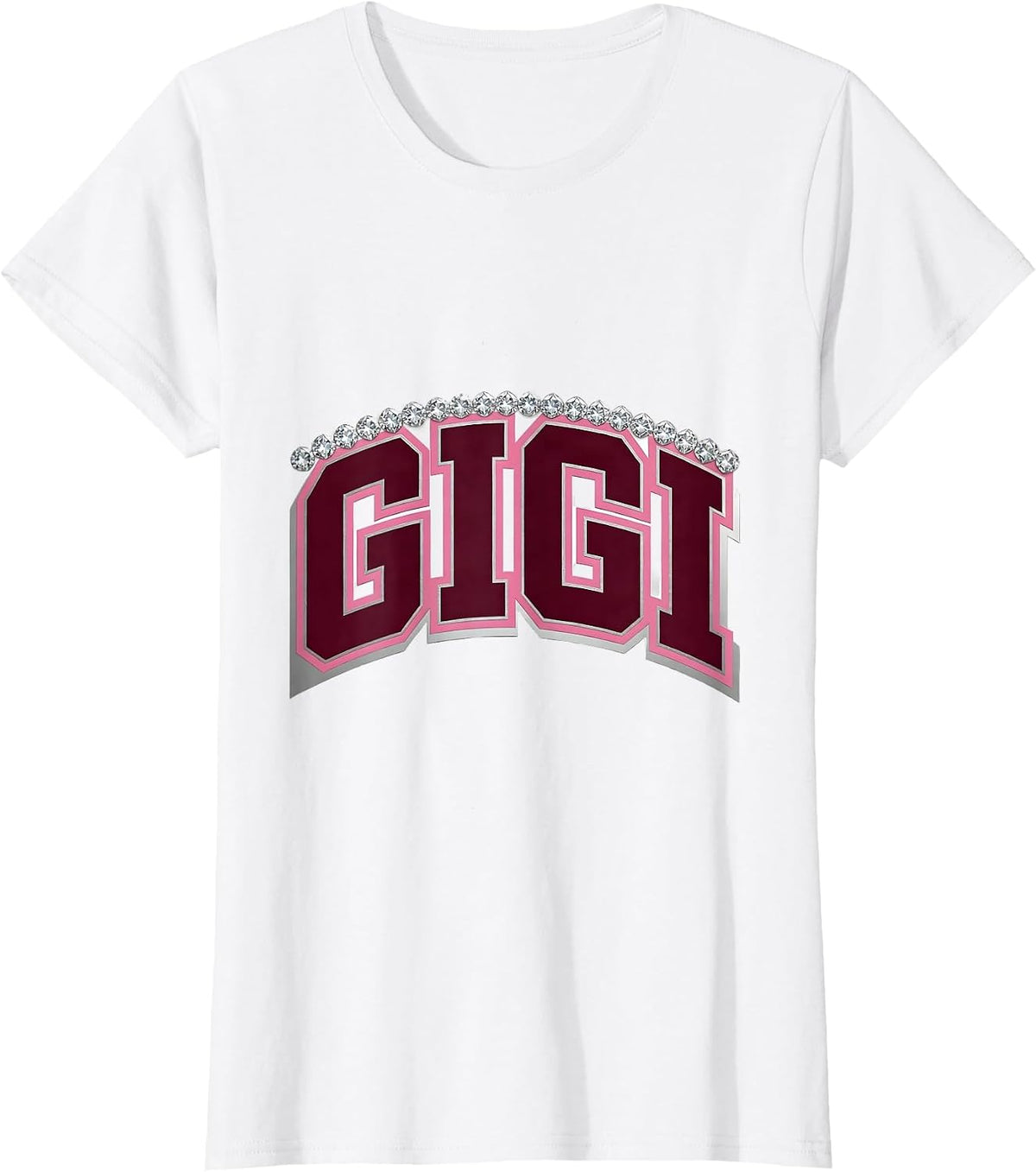 GIGI Sparkle Varsity Monogram Initial Gift T-Shirt - White