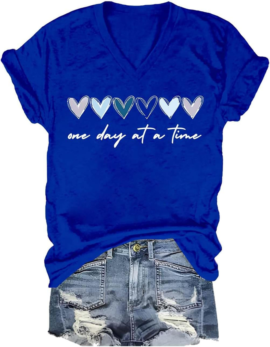 Cute Mental Health V-Neck Tshirt Mental Health Inspirational Shirts Women - V-Neck Royal Blue-1