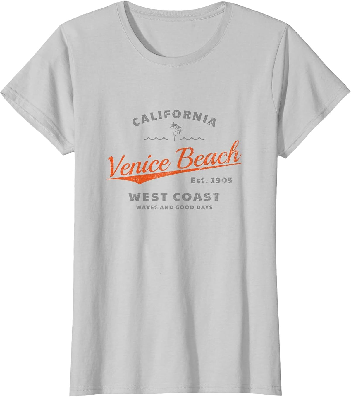 Venice Beach, California, Waves and Good Days T-Shirt - Silver Grey