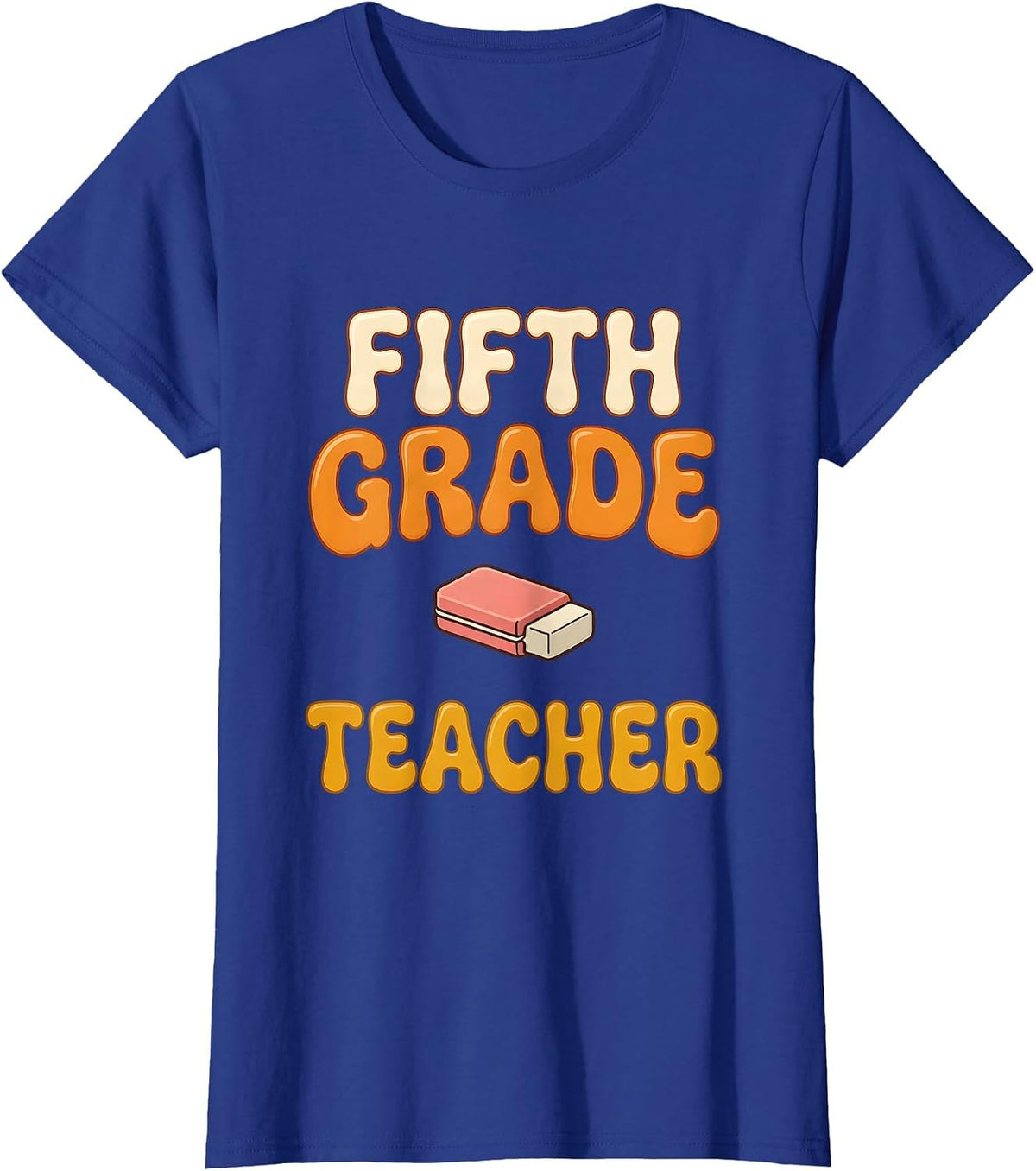 Women's Fifth Grade Teacher Retro 70s Back To School Teacher Gift T-Shirt - Royal Blue