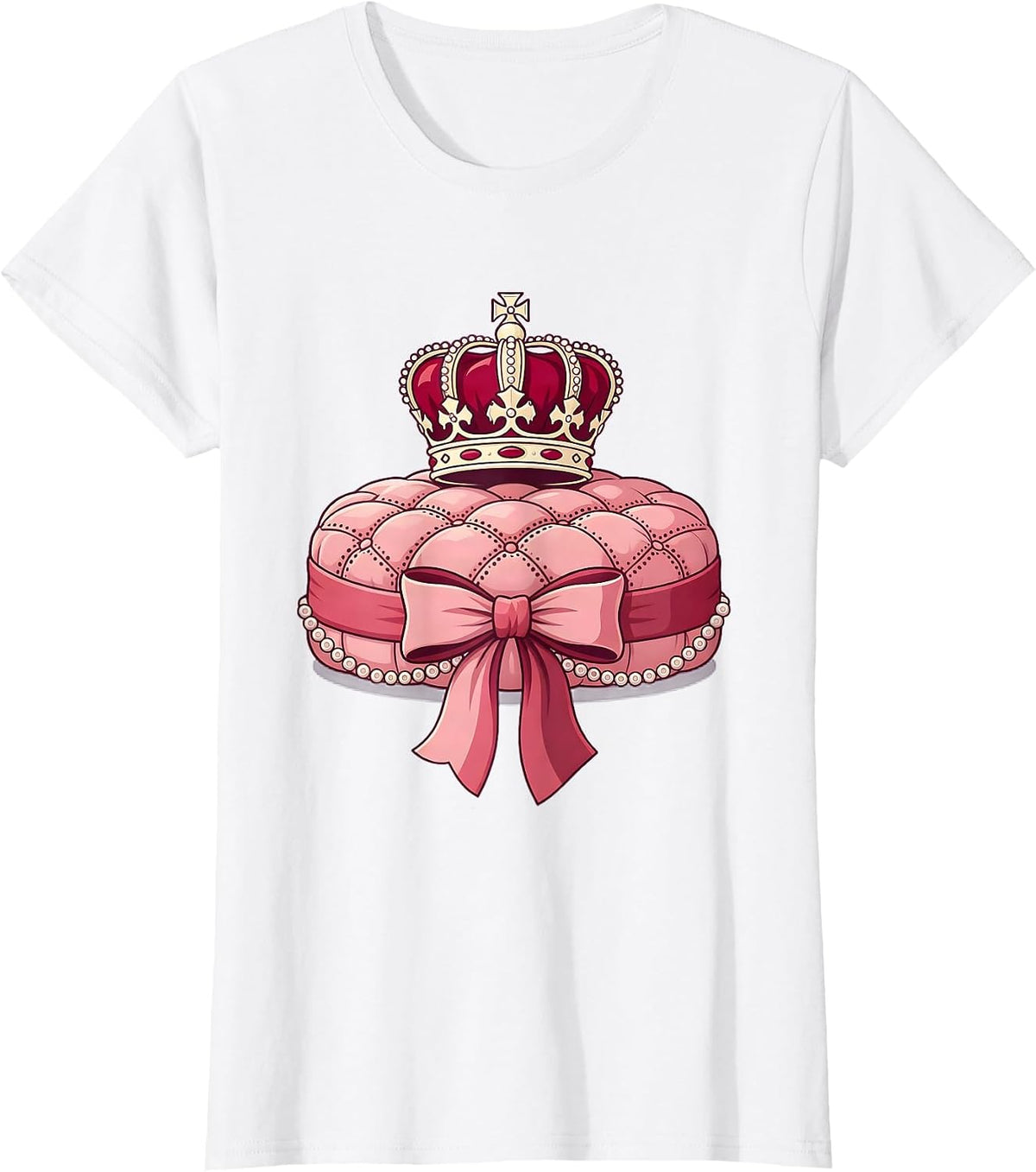 Gigi Crown on Velvet Cushion Illustration T-Shirt - White