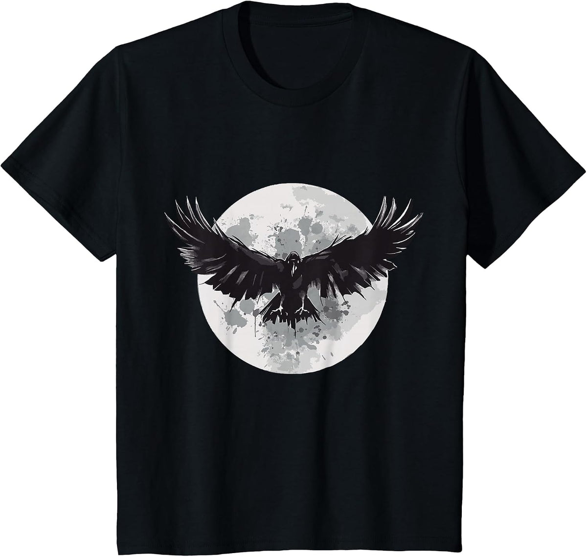 Raven Animal Print Animal Lovers Crow Design Animals Moon T-Shirt - Black