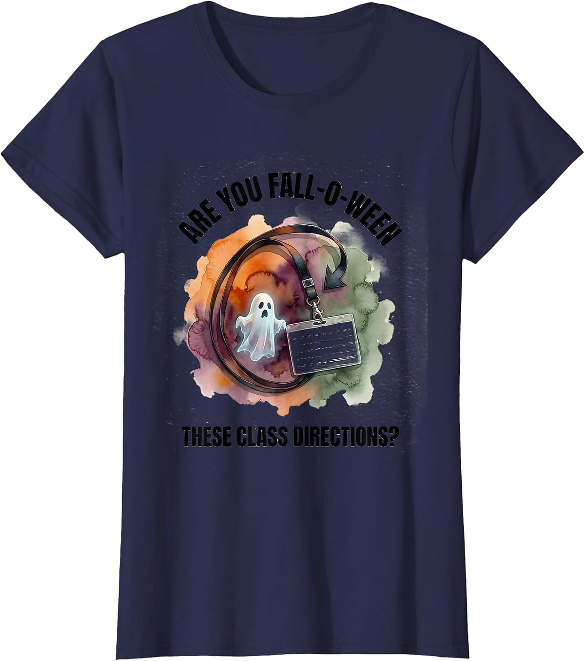 Women's Are You Fall-O-Ween These Class Directions Teacher T-Shirt - Navy Blue
