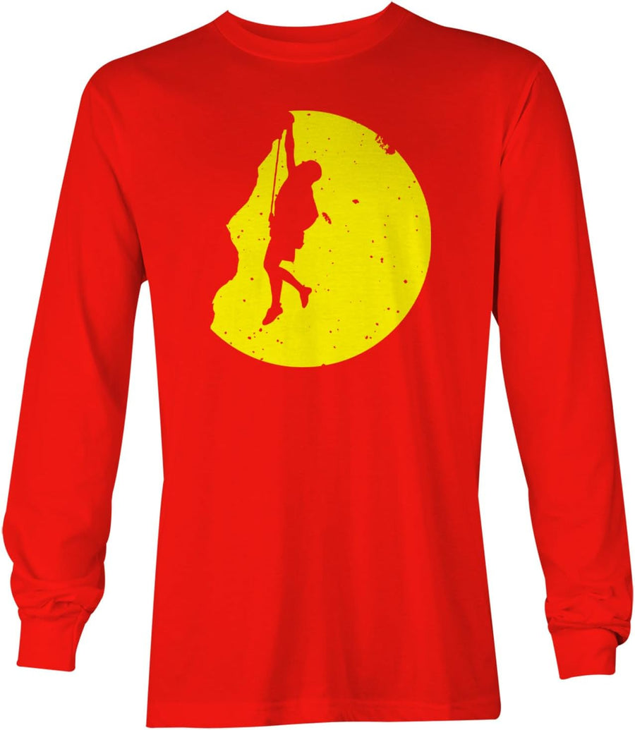 Rock Climbing Silhouette - Climber Climb Unisex Long Sleeve Shirt - Red