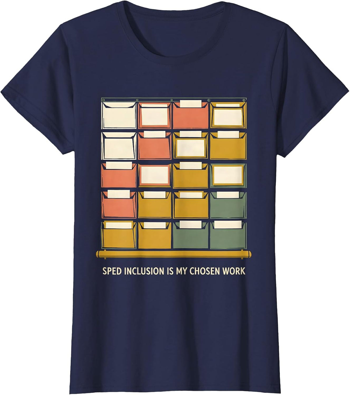 SPED Inclusion Is My Chosen Work Inspirational Teacher T-Shirt, Women, Navy Blue, 3X-Large - As Pictured