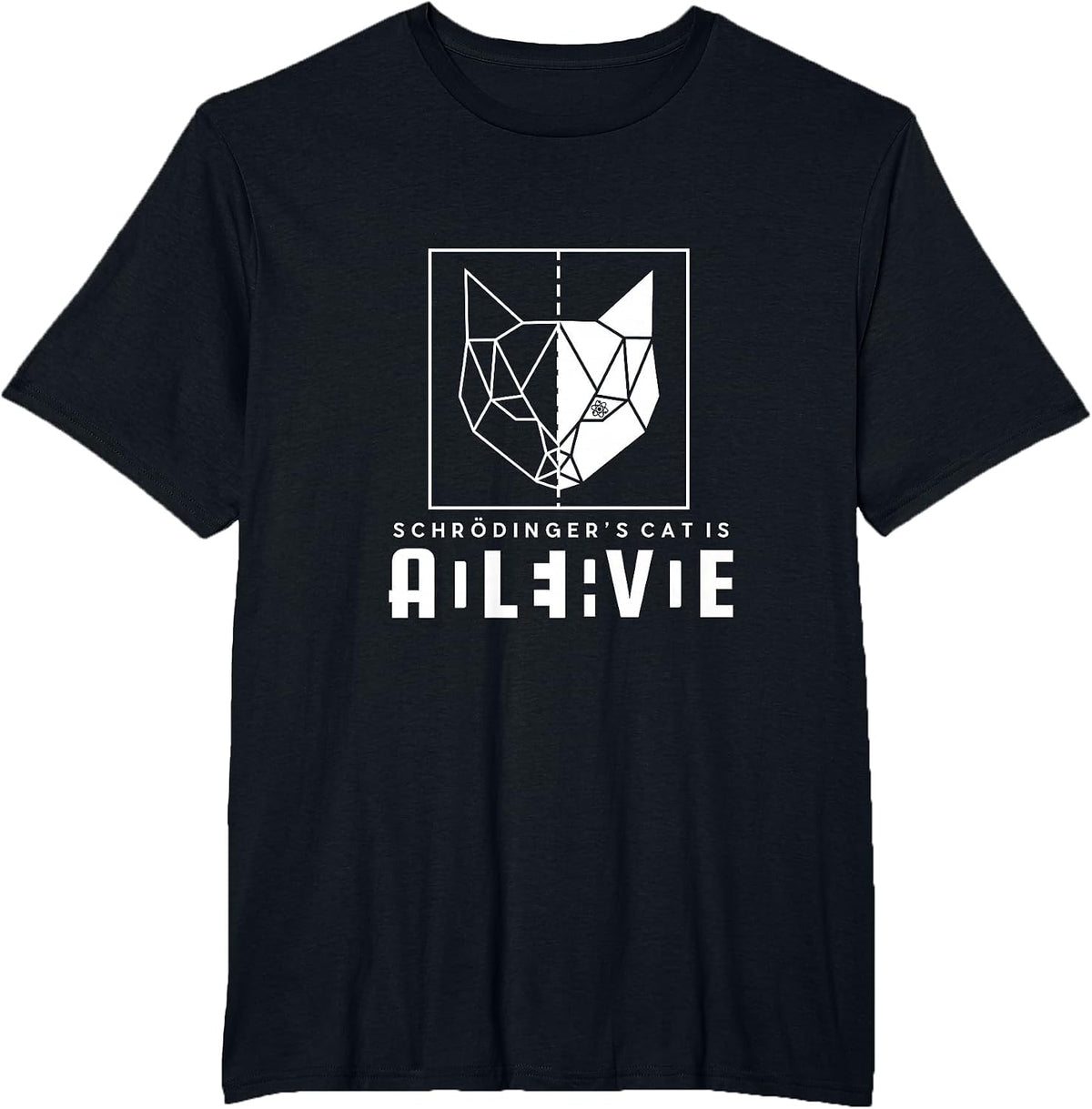 Schrödinger's Cat is Both Dead and Alive Physics Physicist T-Shirt - Black