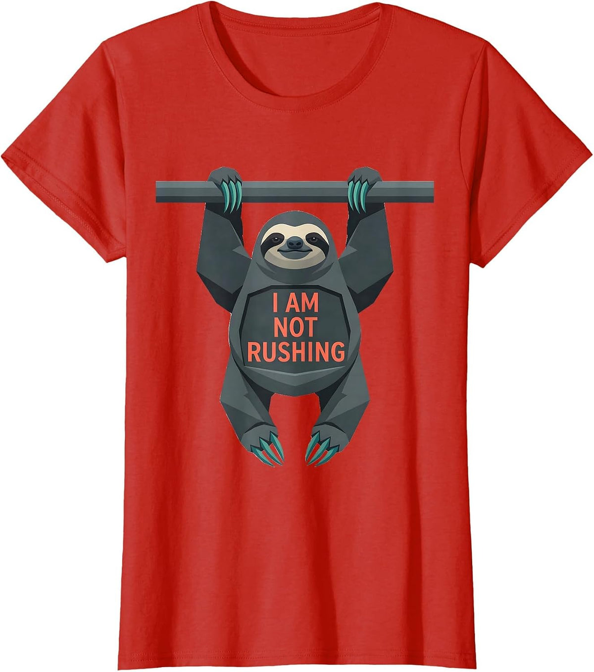 I Am Not Rushing Funny Sloth Lazy Animal Lover Humor T-Shirt - Red