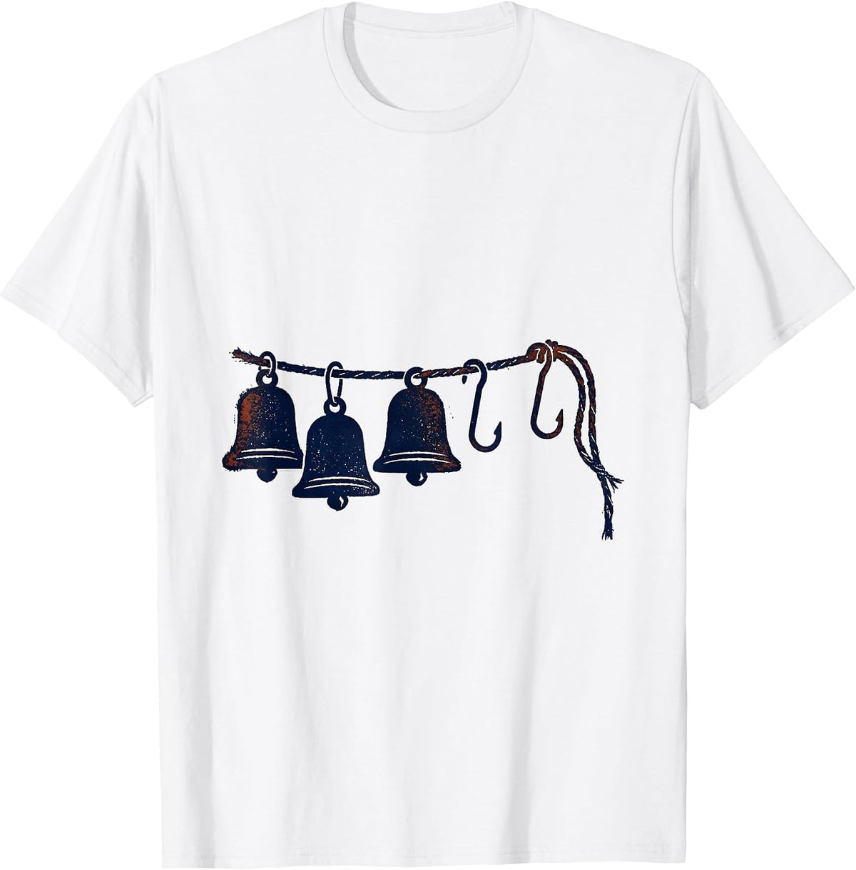 Men's Stamped Jingle Bell Rubber Stamp Humor Christmas T-Shirt - White