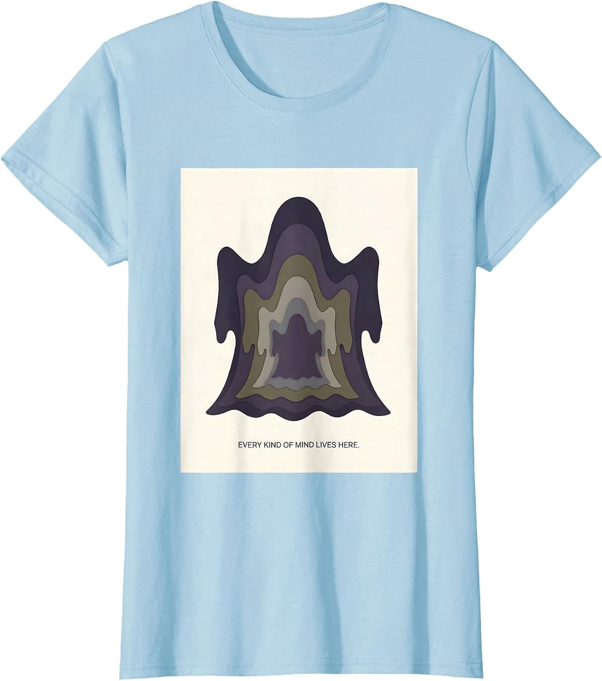 Every Kind Of Mind Lives Here Editorial Conceptual Halloween T-Shirt - Baby Blue