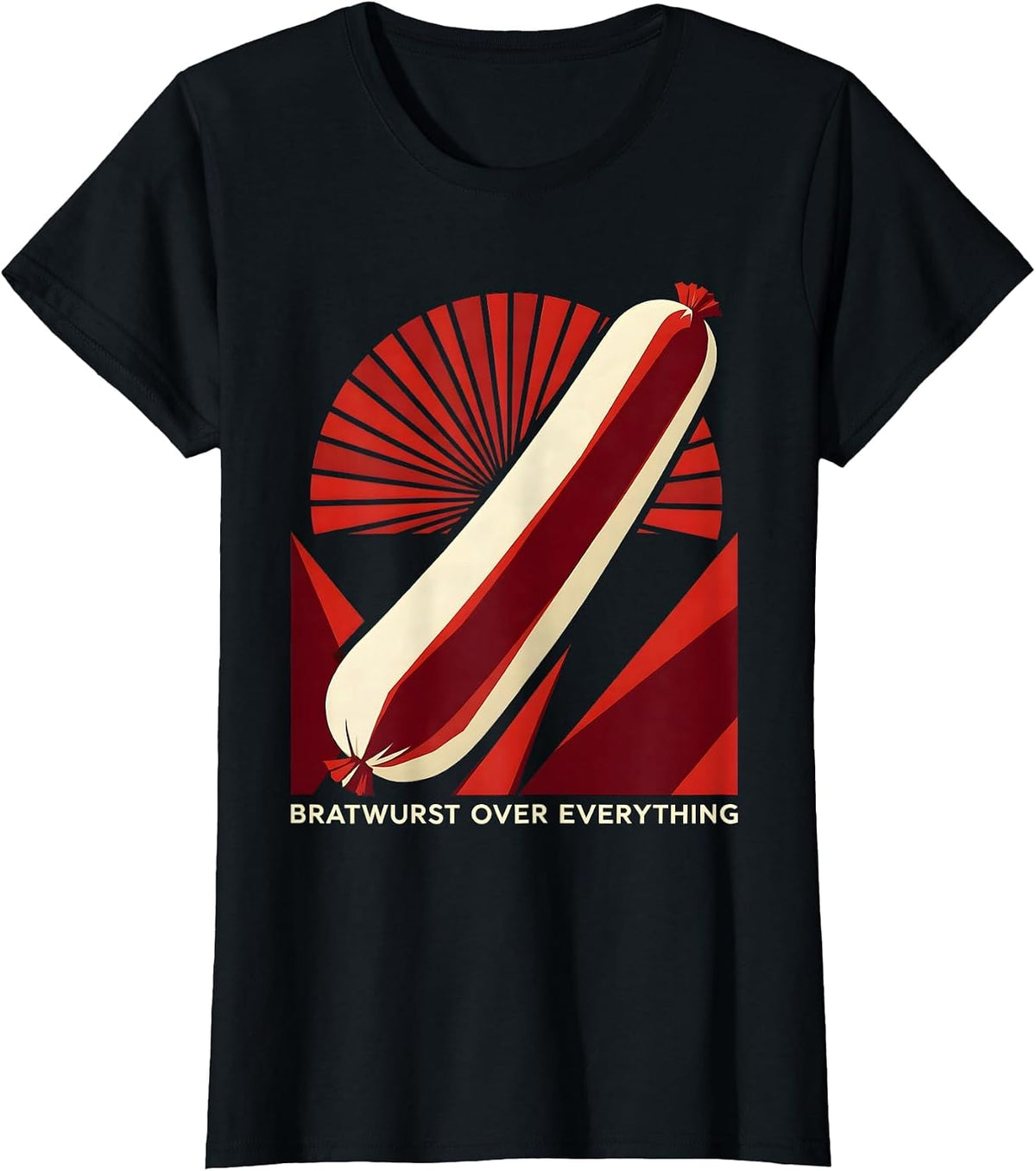 Bratwurst Over Everything Milwaukee Design T-Shirt - Black