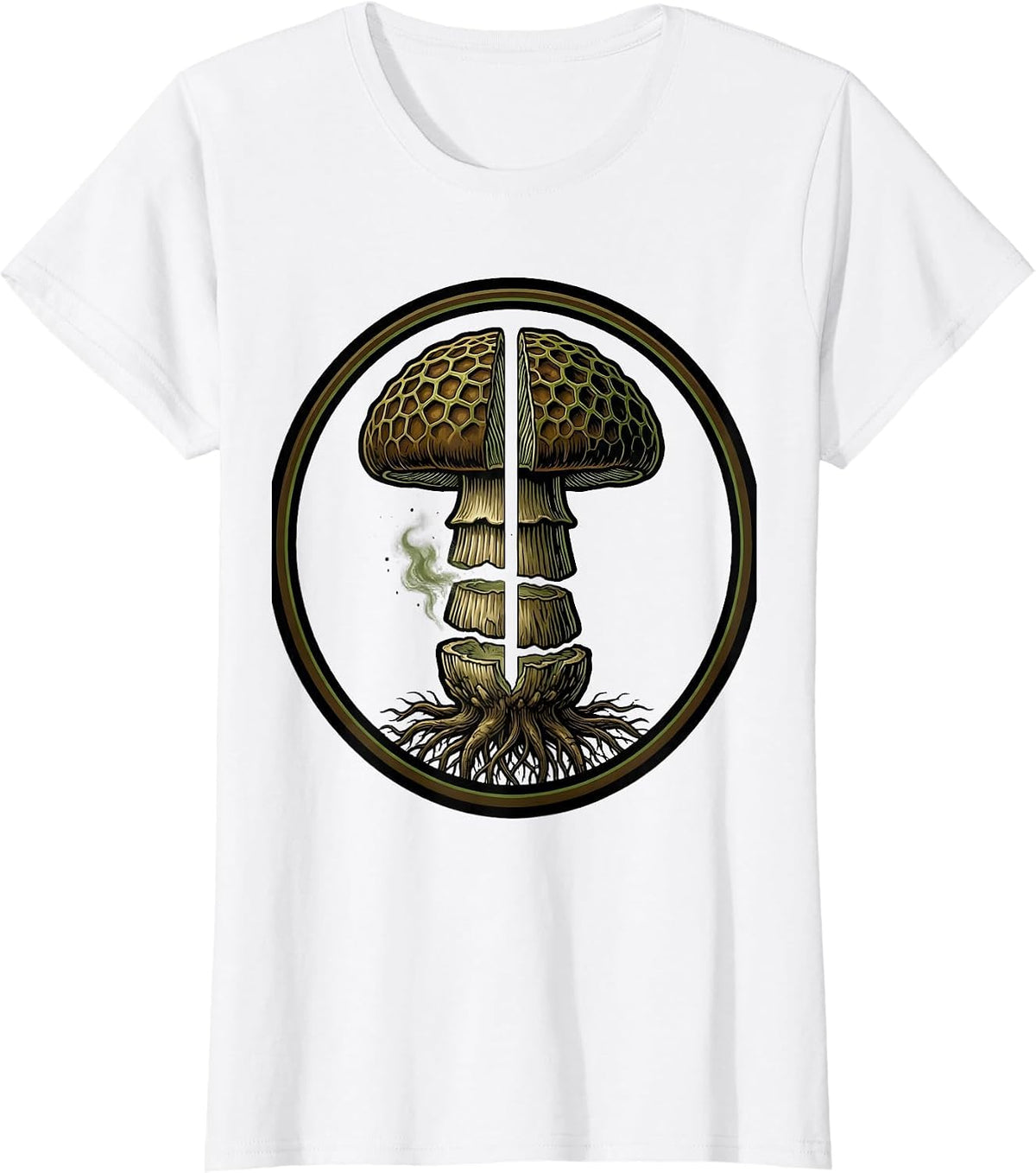 Morel Mushroom Exploded View Technical Forager Gift T-Shirt - White