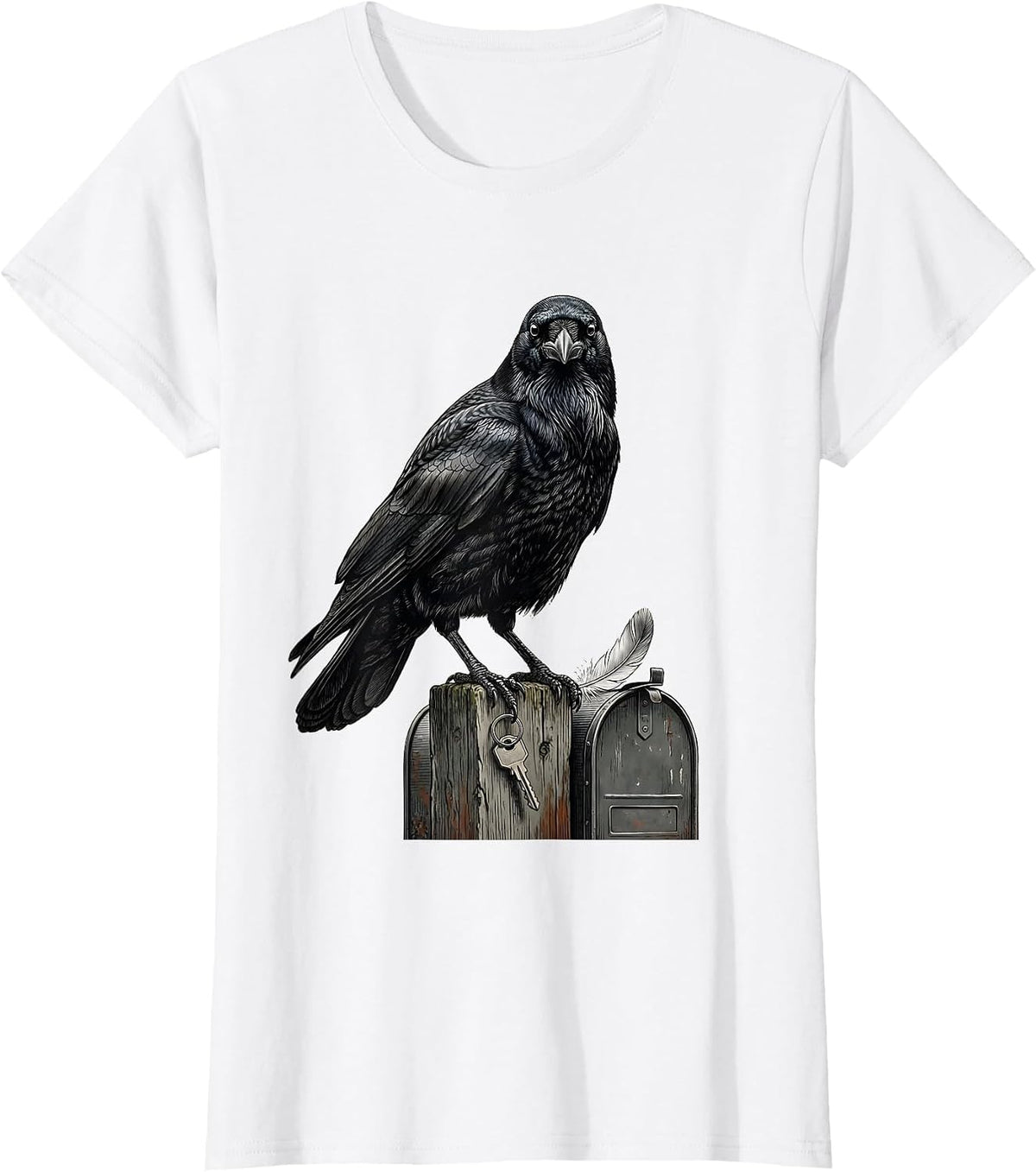 Women's Black Crow Gothic Dark Humor Bird Lover Gift T-Shirt - White