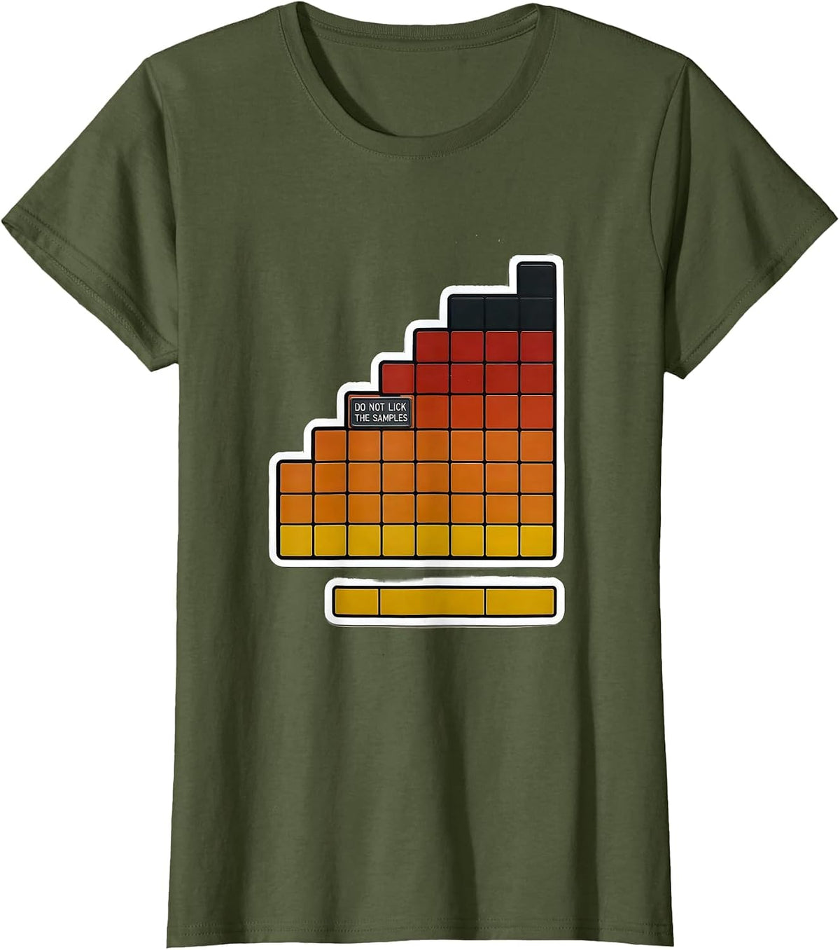 Women's Do Not Lick The Samples Funny Periodic Table Chemistry T-Shirt - Olive Green
