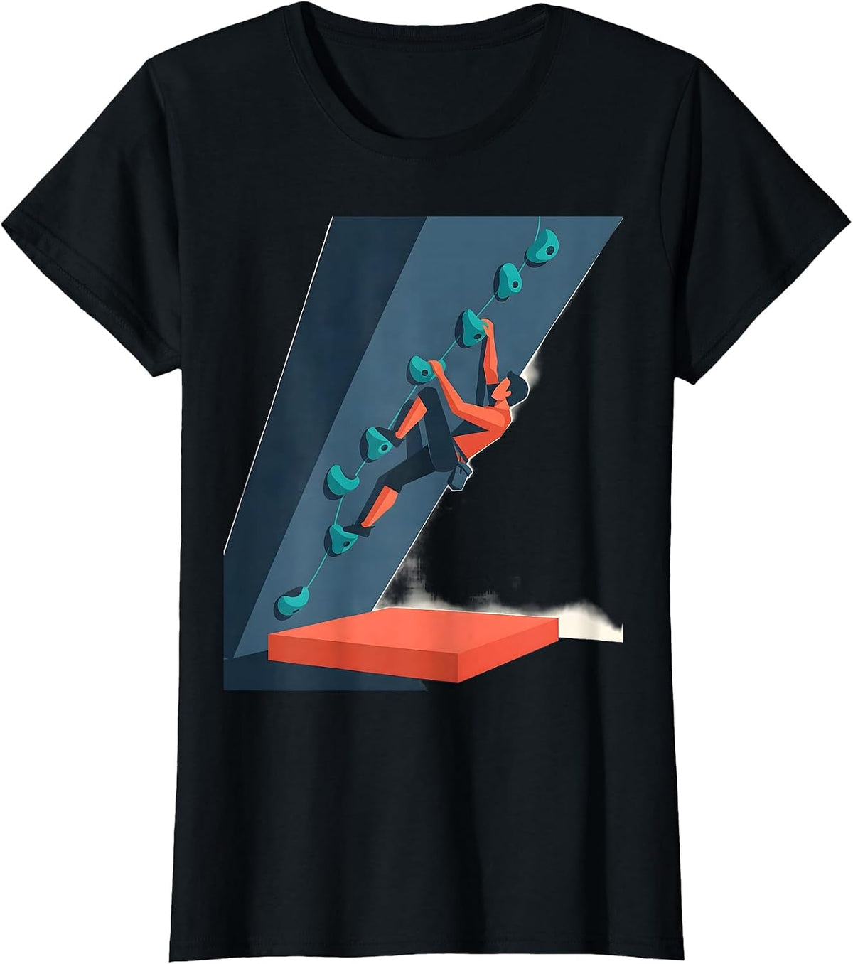 Bouldering Wall Climber Flat Vector Humor Gift T-Shirt - Black