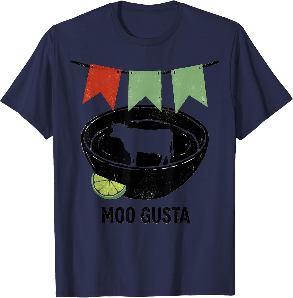 Men's Moo Gusta Funny Spanish Pun Cinco De Mayo Party Humor T-Shirt - Navy Blue