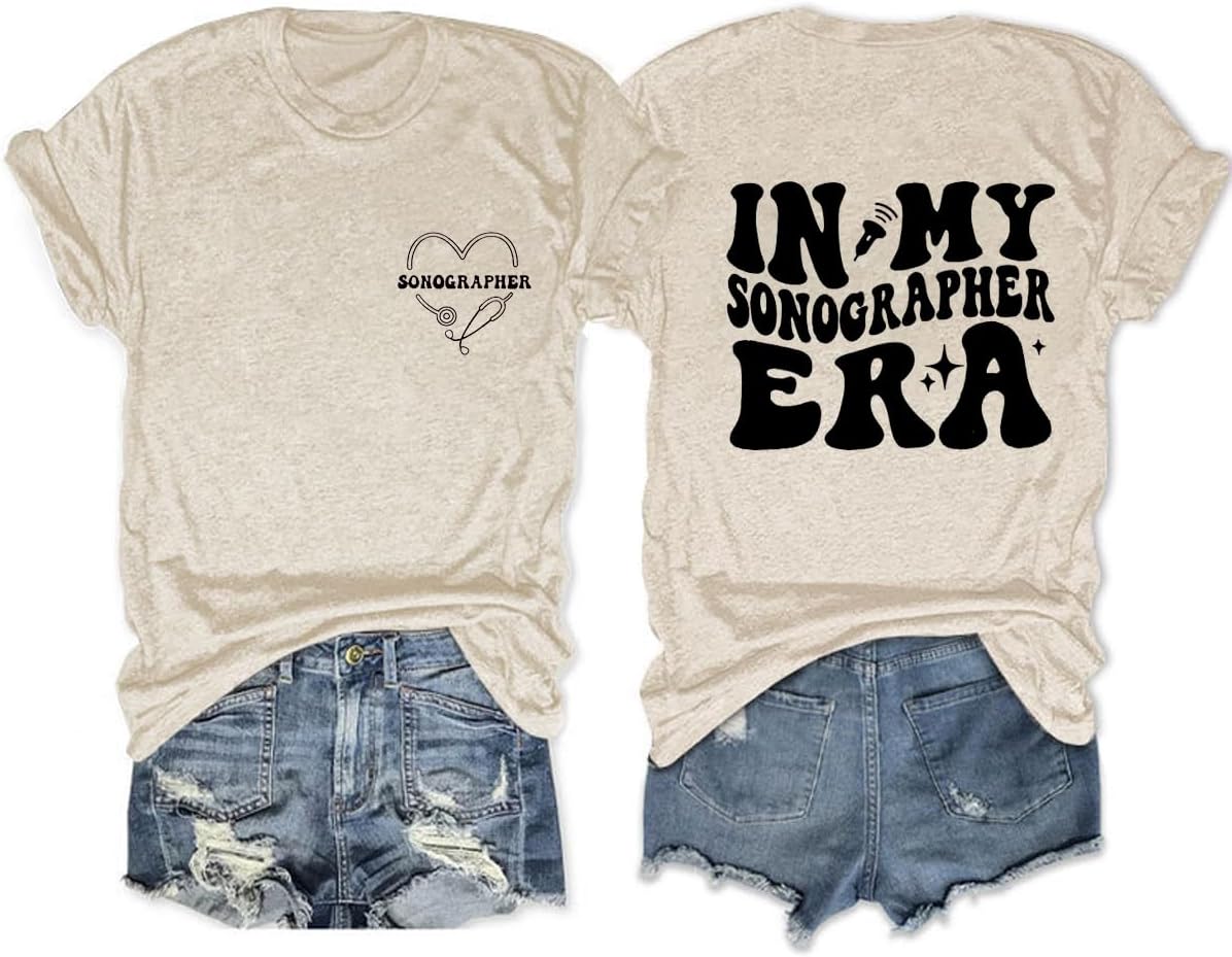 in My Sonographer Era Shirt, Future Sonographer Gift, Ultrasound Technologist Graduation Tee Womens Funny Tops - Beige