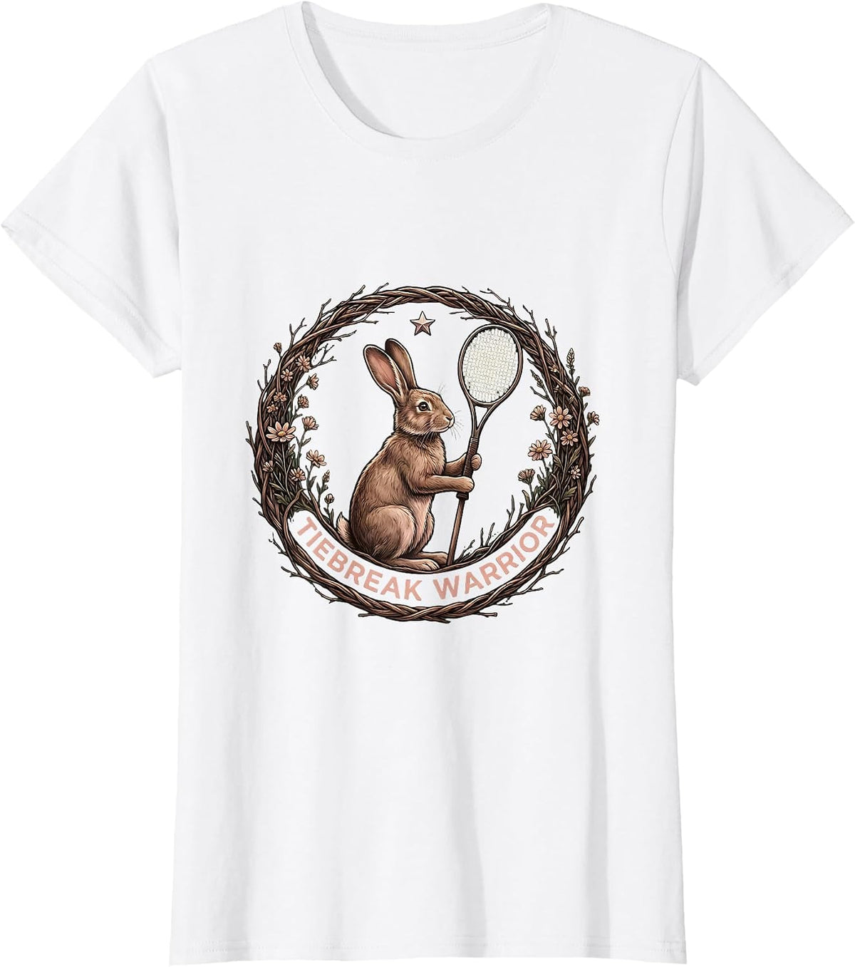 Tiebreak Warrior Tennis Graphic Design T-Shirt - White