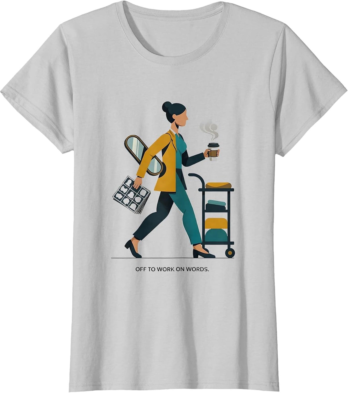 Women's Off To Work On Words Midcentury Modern Therapy Humor T-Shirt - Silver Grey