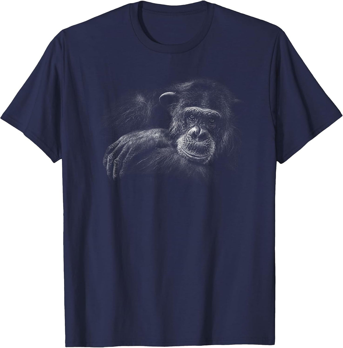 Cute Chimpanzee Monkey Primate Portrait Chimp T-Shirt - Navy Blue