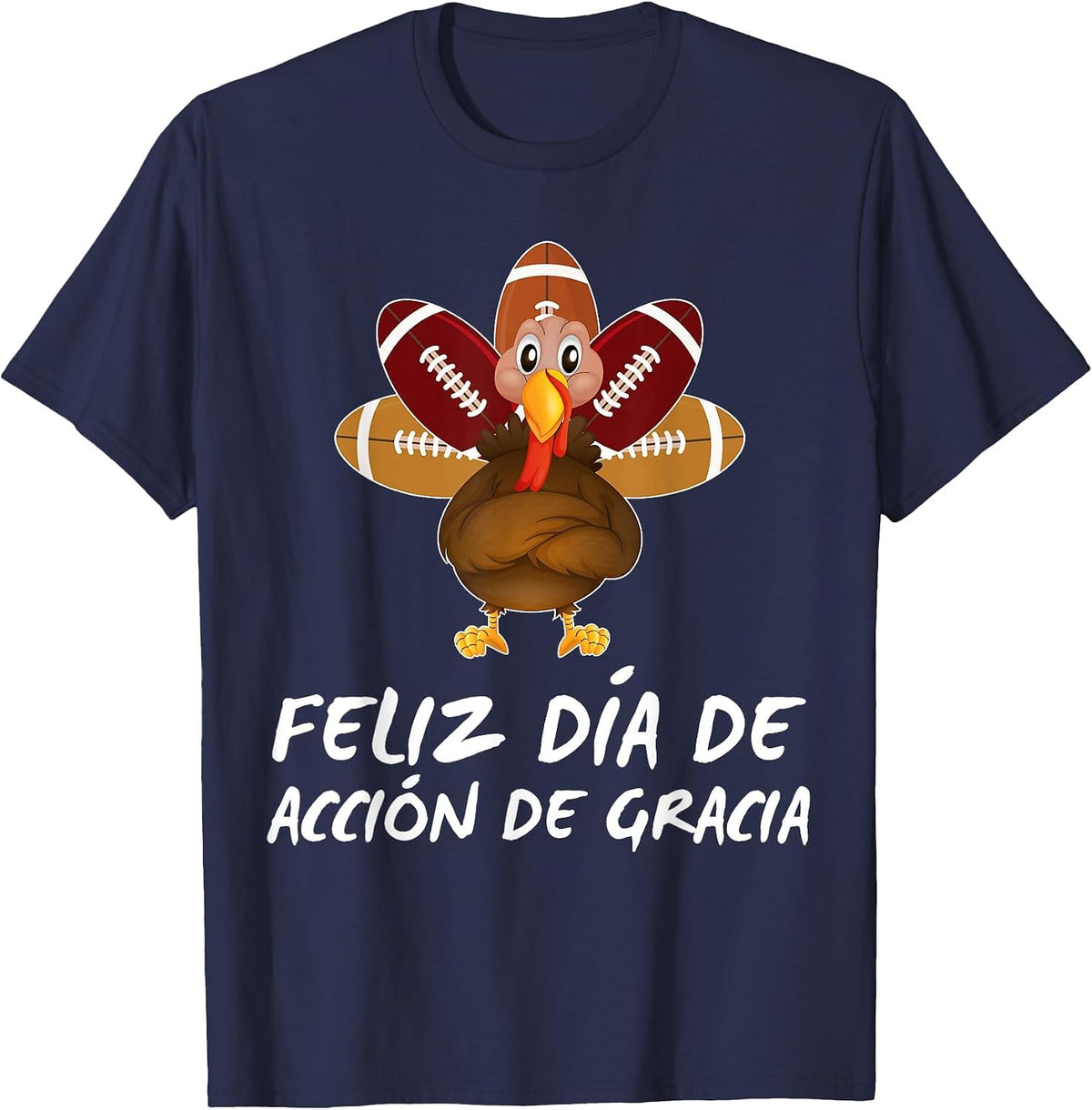 Dia de accion de Gracia Thanksgiving Spanish Speaking Turkey T-Shirt - Navy Blue