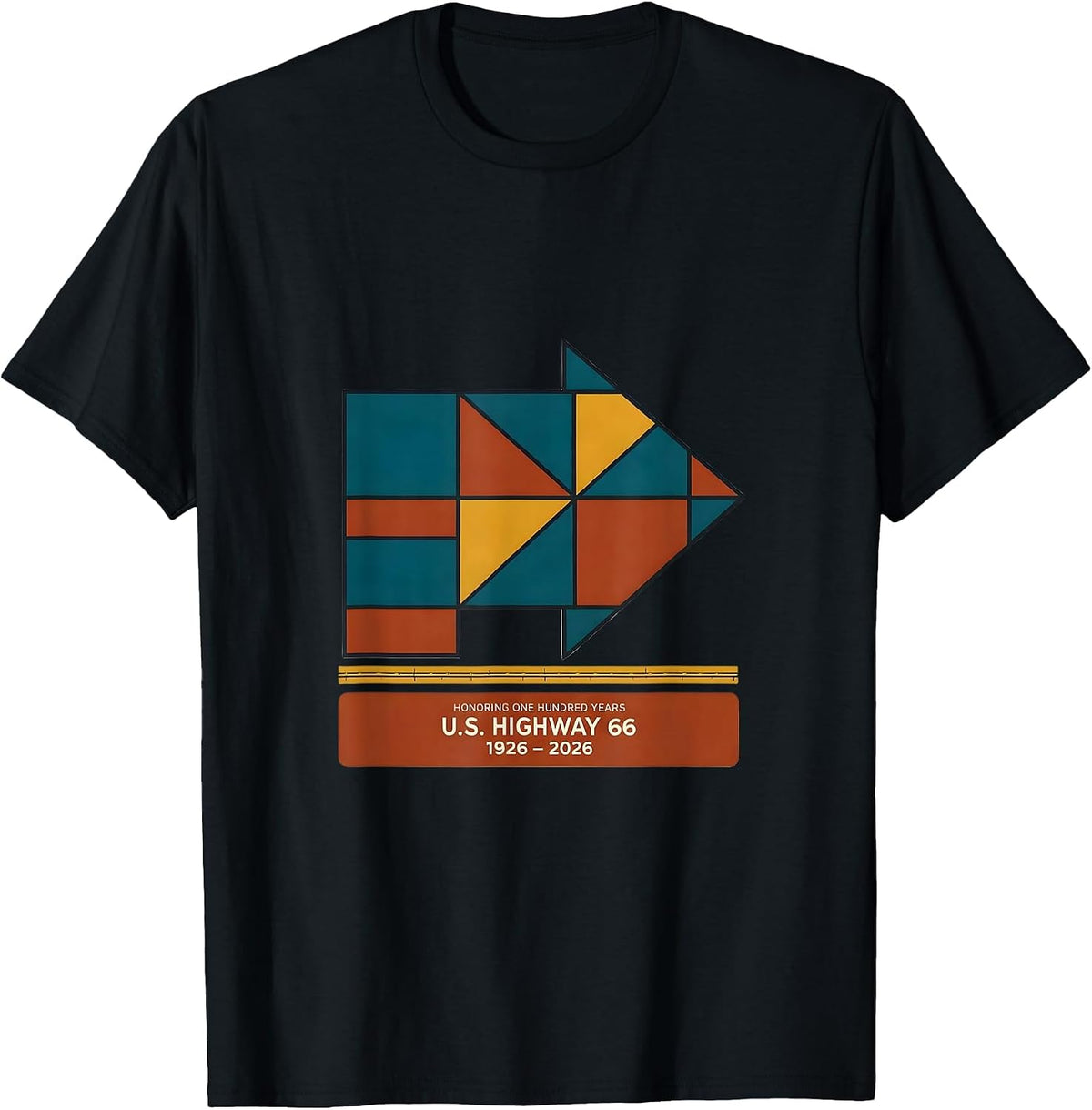Men's Honoring One Hundred Years — U.S. Highway 66 — 1926-2026 T-Shirt - Black