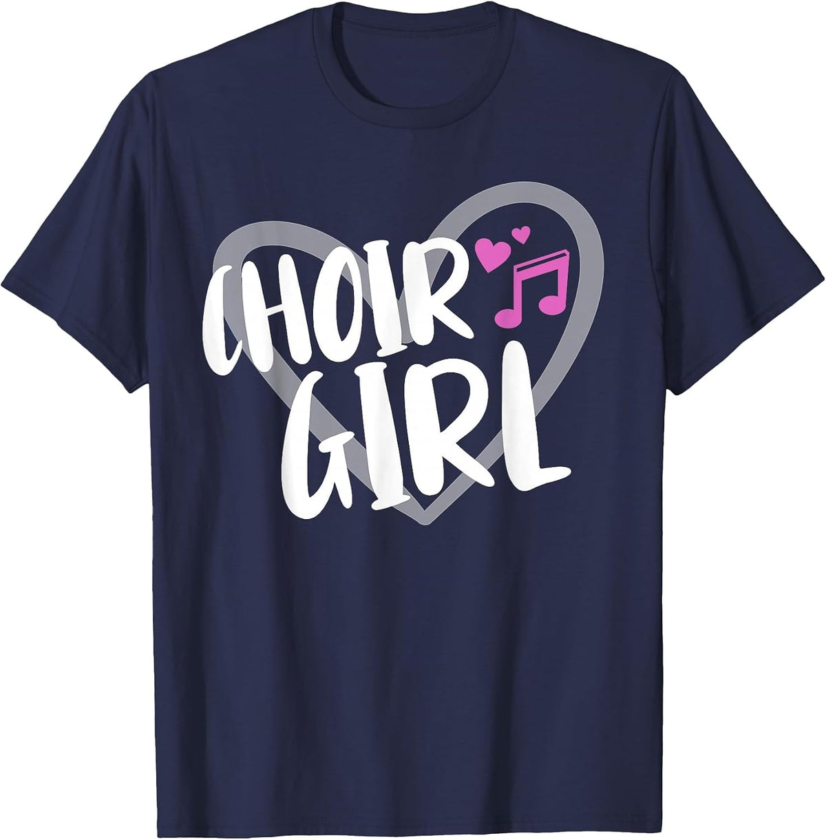 Choir Girl Heart Singing T-Shirt - Navy Blue
