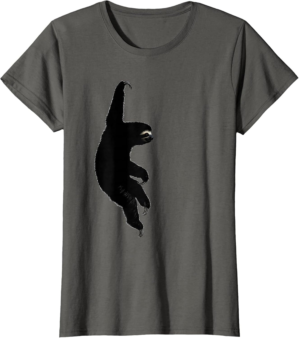 Women's Sloth Silhouette Funny Lazy Animal Lover Gift T-Shirt - Asphalt Grey