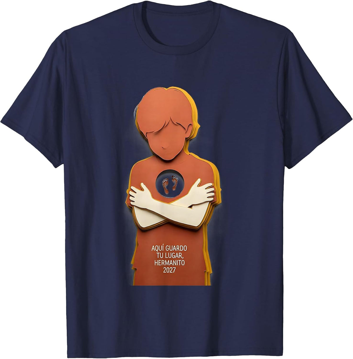 Aquí guardo tu lugar, hermanito 2027 Hermano Mayor Spanish T-Shirt - Navy Blue