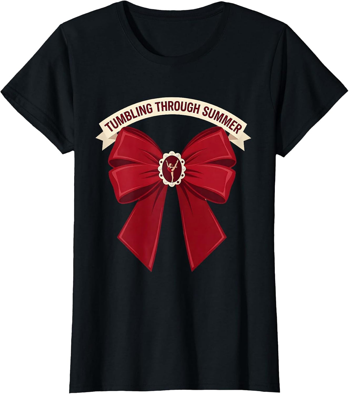 Tumbling Through Summer Gymnastics Life Design T-Shirt - Black